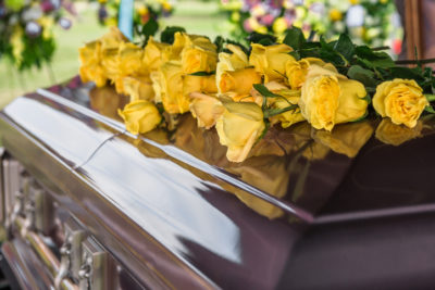 Flowers and Casket for Burial Service